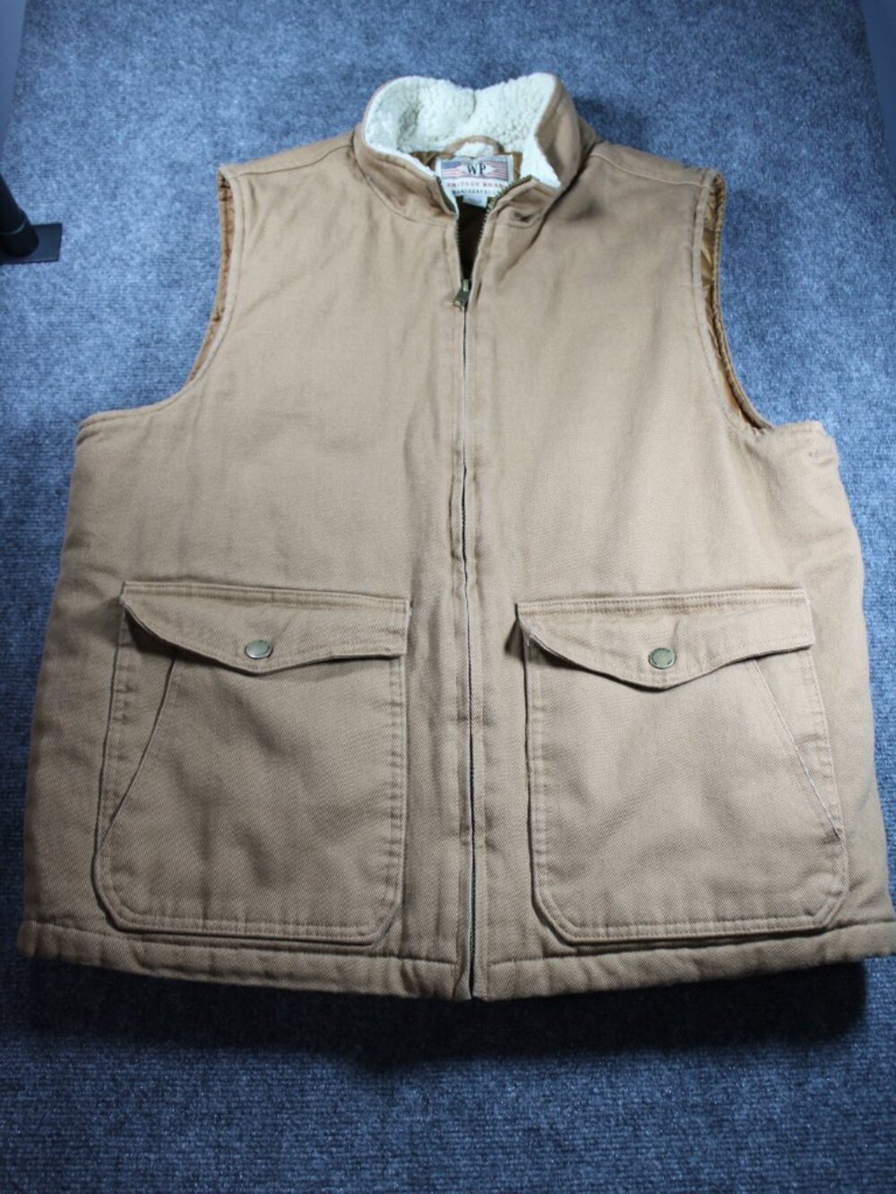 Weatherproof Men's Brown Quilted Lined Full Zip Vest w/ Pockets Size XL
